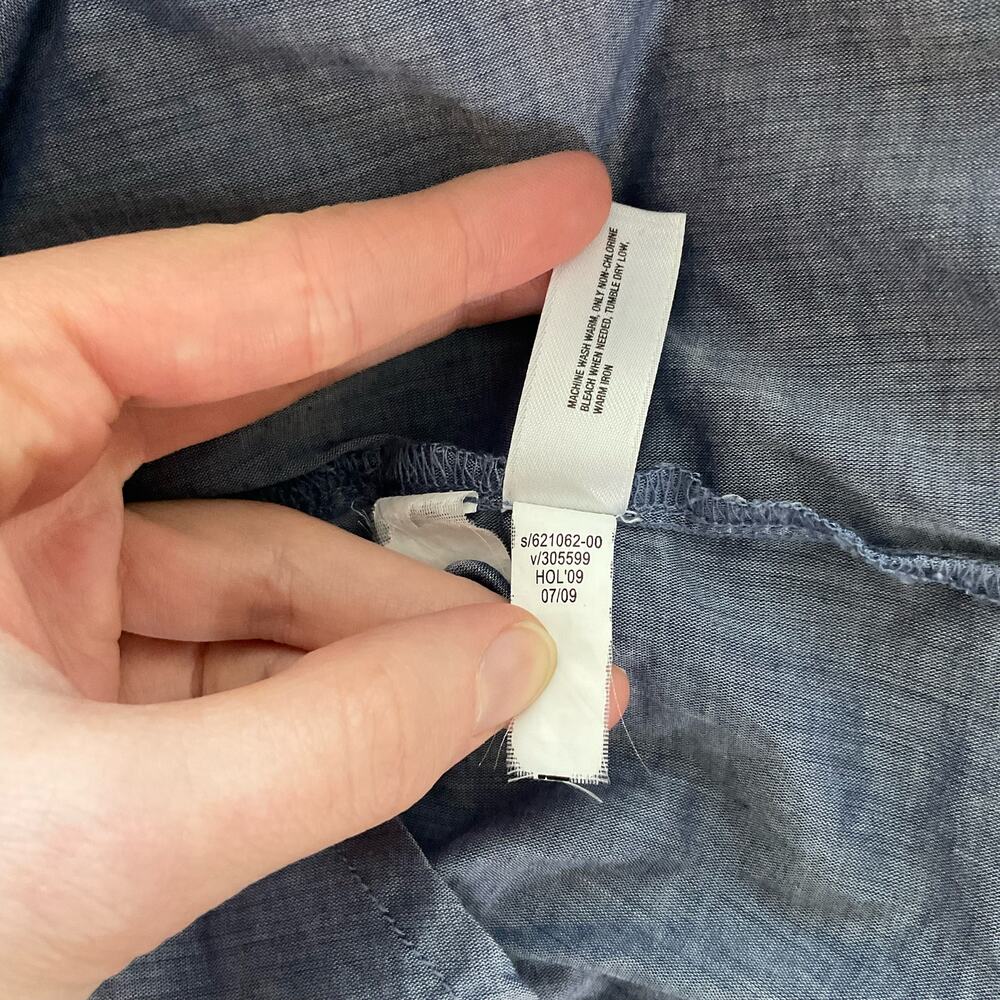 Gap Cotton Chambray Mixed Media Button Down Blous… - image 7